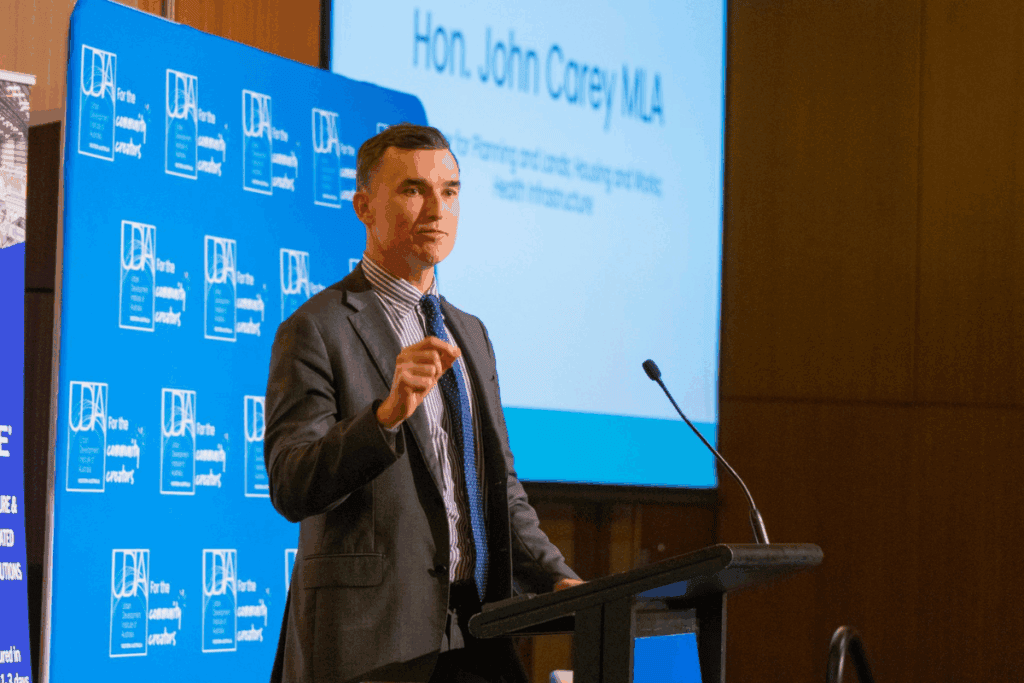 John Carey MLA presenting at the Urban Development Institute of Australia (WA) Industry Breakfast.